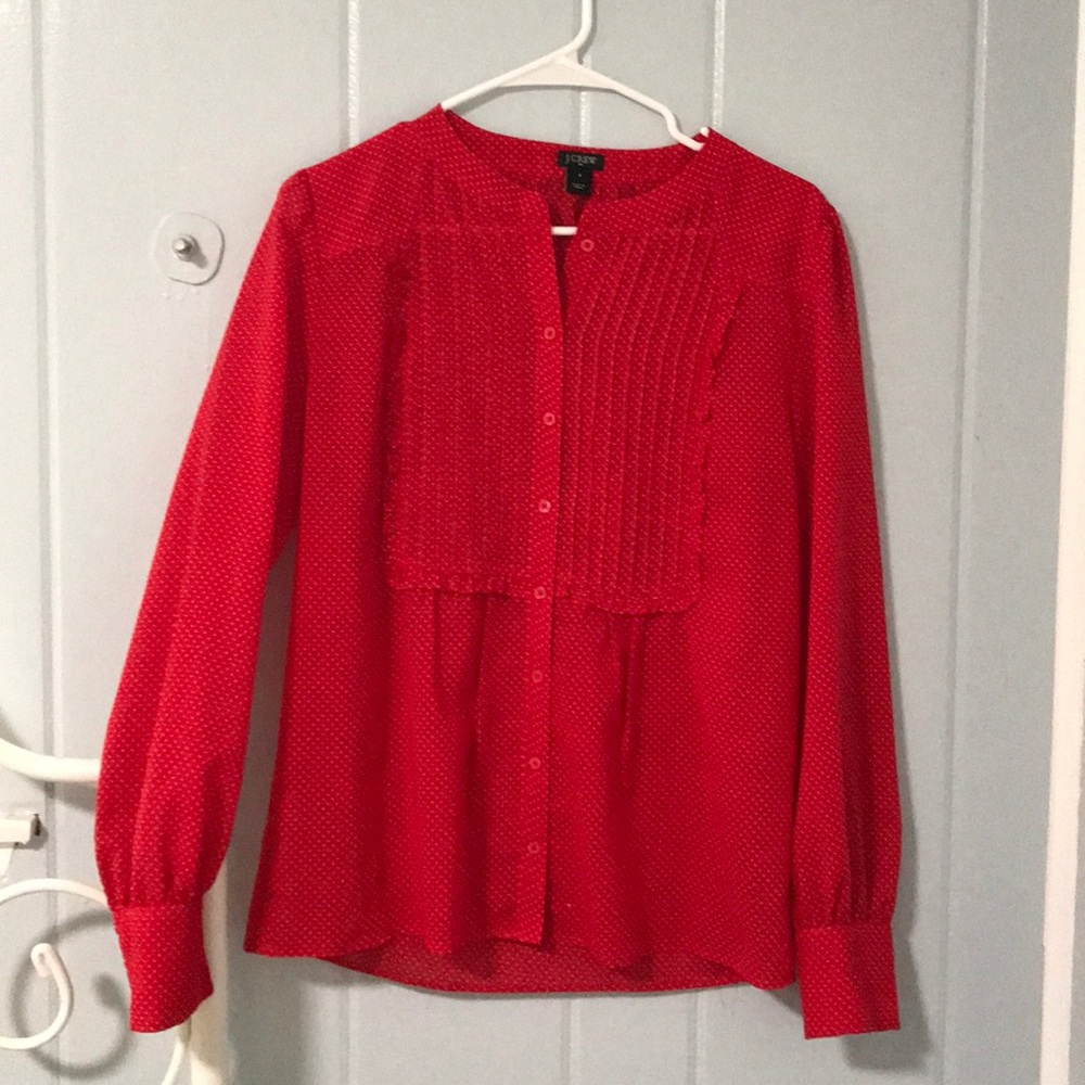 J. crew factory polka dot bib blouse